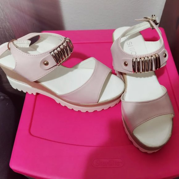 Light Pink heels heeled sandals platform - Picture 3 of 7